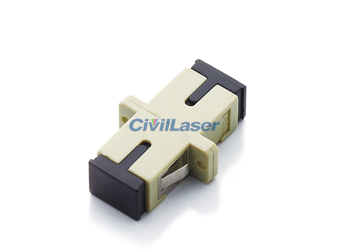 Multimode Singal Core Fiber Optic Adapter SC Beige Plastic Flange